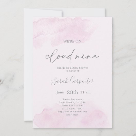 Cloud Nine Baby Shower Girlに参加 招待状 (正面)