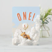 Cloud Nine Bear-Themed First Birthday Party 招待状 (スタンド正面)