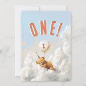 Cloud Nine Bear-Themed First Birthday Party 招待状 (正面)