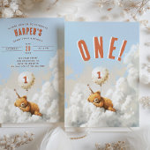 Cloud Nine Bear-Themed First Birthday Party 招待状