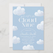 Cloud Nine Blue Cloud Baby Showerモダンに参加 招待状 (正面)