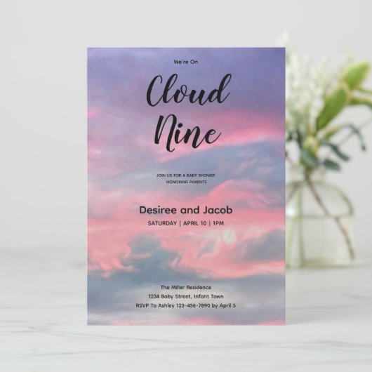 Cloud Nine Boy Baby Shower Invitations 招待状 (スタンド正面)