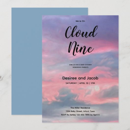 Cloud Nine Boy Baby Shower Invitations 招待状 (正面/裏面)