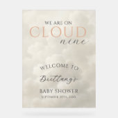 Cloud Nine Clouds Baby Shower Welcome アクリルサイン (正面)
