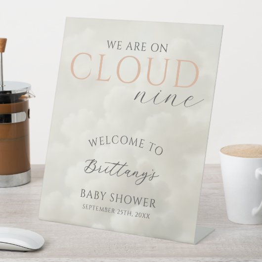 Cloud Nine Clouds Baby Shower Welcome 台座サイン (インサイチュ)