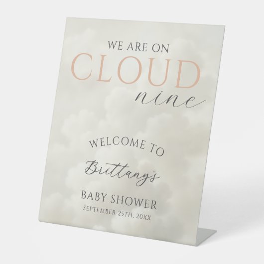 Cloud Nine Clouds Baby Shower Welcome 台座サイン (正面)