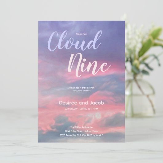 Cloud Nine Gender Neutral Baby Shower Invitations 招待状 (スタンド正面)