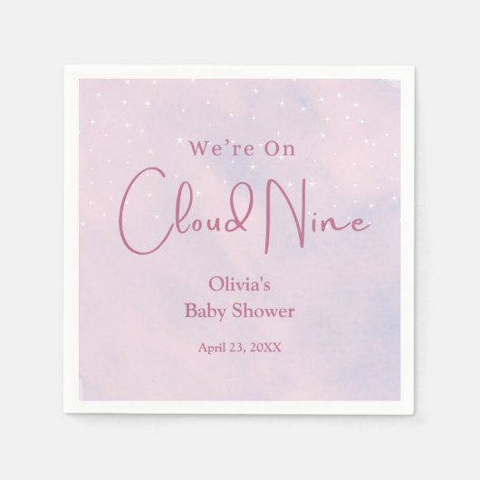Cloud Nine Girl Baby Showerに参加 スタンダードカクテルナプキン (正面)