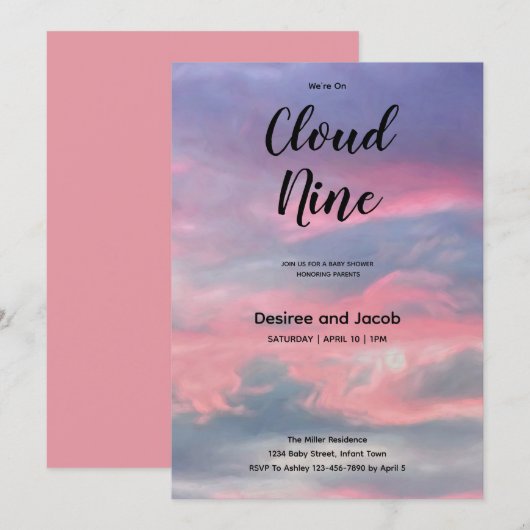 Cloud Nine Girl Baby Shower Invitations 招待状 (正面/裏面)