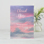 Cloud Nine Girl Pink Blue Baby Shower Invitations 招待状 (スタンド正面)