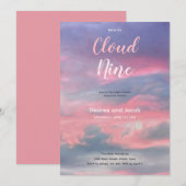 Cloud Nine Girl Pink Blue Baby Shower Invitations 招待状 (正面/裏面)