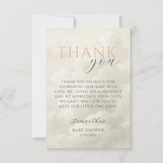 Cloud Nine Modern Baby Shower Thank You サンキューカード (正面)