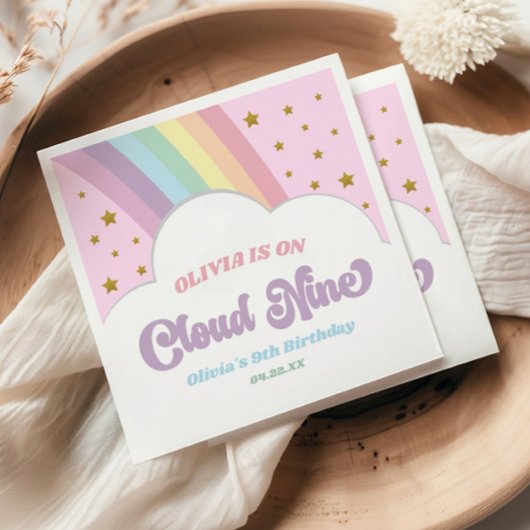 Cloud Nine Rainbow and Stars 9thバースデーパーティー スタンダードランチョンナプキン