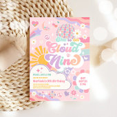 Cloud Nine Retro Groovy Daisy 9th Birthday 招待状