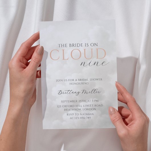 Cloud Nine White Clouds Bridal Shower 招待状