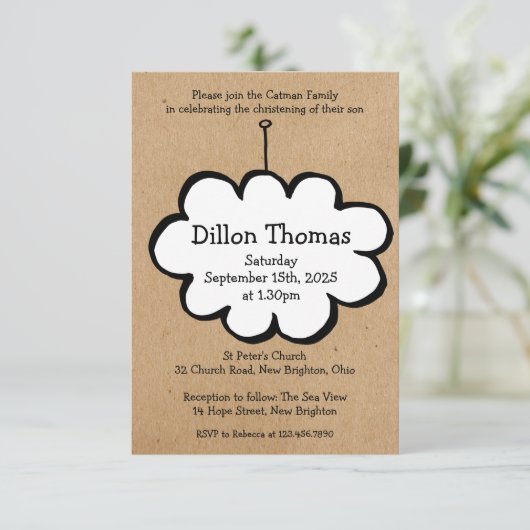 Cloud on a String《キリスト教》洗礼式や命名式招待状 招待状 (スタンド正面)