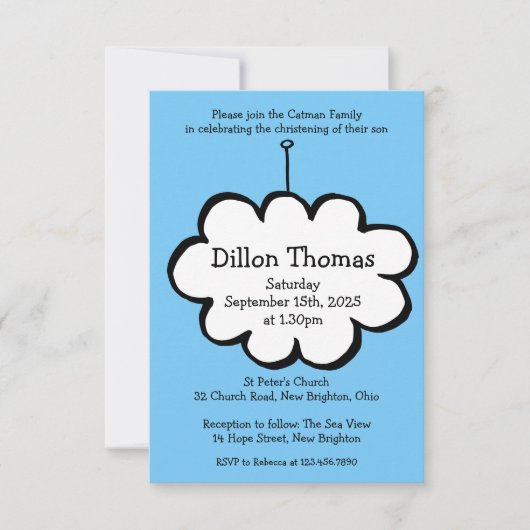 Cloud on a String《キリスト教》洗礼式や命名式招待状 招待状 (正面)