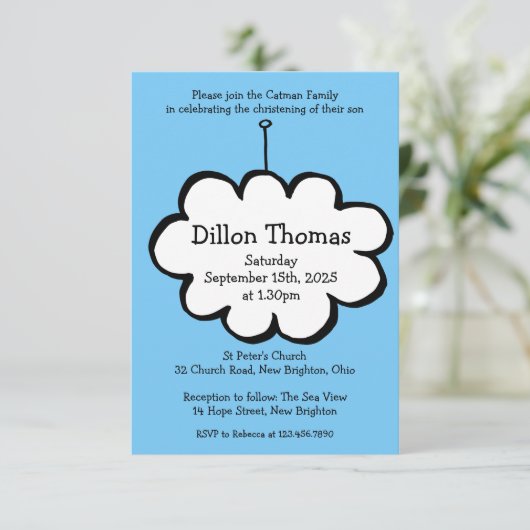 Cloud on a String《キリスト教》洗礼式や命名式招待状 招待状 (スタンド正面)
