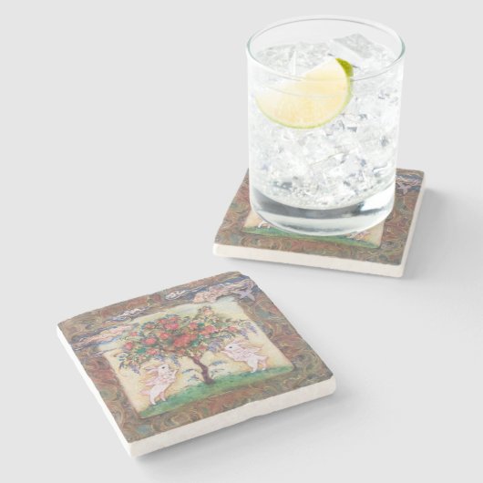 Cloud Rabbits & Tree of Life ストーンコースター (横)