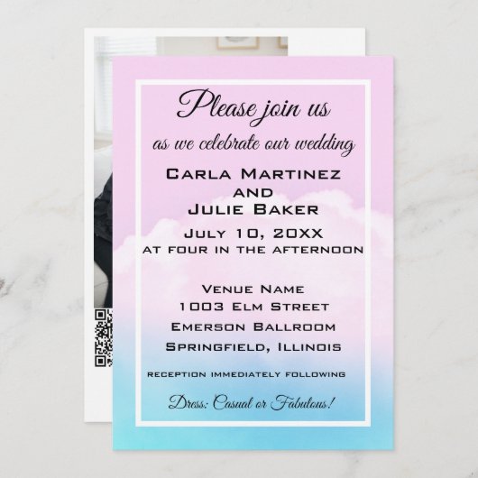 Cloud Wedding Wedding Invite 招待状 (正面/裏面)