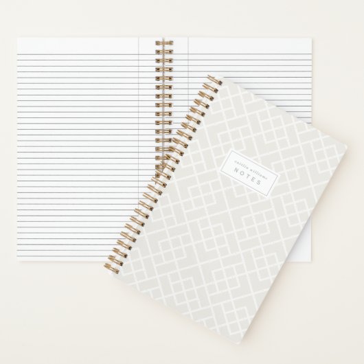 Cloud White | Coastal Bamboo Trellis Personalized ノートブック (内側)