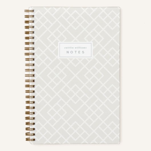 Cloud White | Coastal Bamboo Trellis Personalized ノートブック (正面)