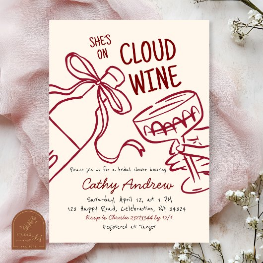 Cloud Wine Bridal Shower Invitation 招待状