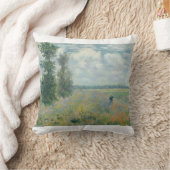 Cloude MonetのArgenteuil近くのポピー畑 クッション (ブランケット)