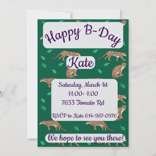 Clouded Leopard Happy Birthday 招待状 (正面)