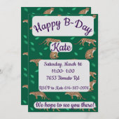 Clouded Leopard Happy Birthday 招待状 (正面/裏面)