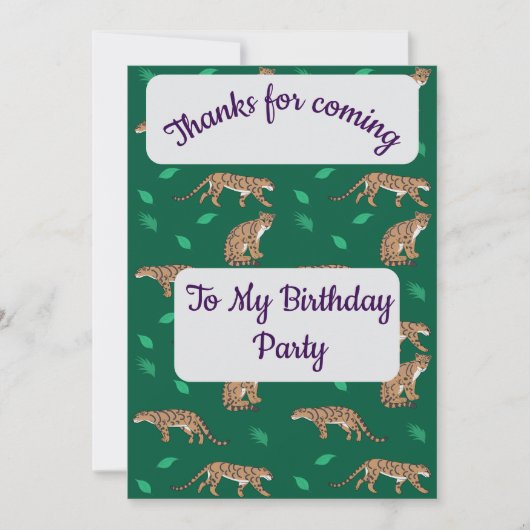 Clouded Leopard Thank you Card 招待状 (正面)