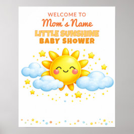 Clouds and Stars Baby Shower Welcome Sign ポスター
