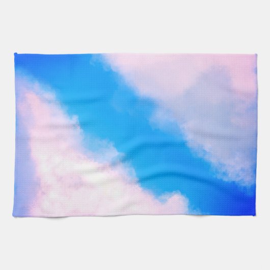 Clouds Apart - ピンクがかった雲のブルーのキッチンタオル キッチンタオル (横)