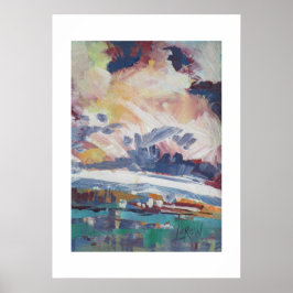 Clouds Building Painting / Artist Larry Lerew ポスター