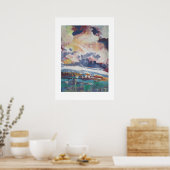 Clouds Building Painting / Artist Larry Lerew ポスター (キッチン)