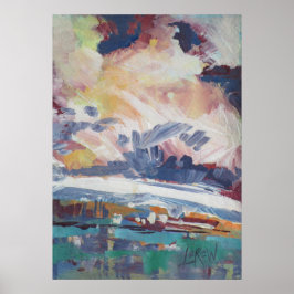 Clouds Building Painting / Artist Larry Lerew ポスター