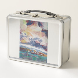 Clouds Building Painting / Artist Larry Lerew メタルランチボックス