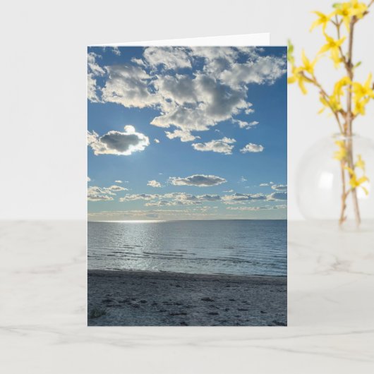 Clouds Cloudy Blue Sky Empty Beach  カード (黄色い花)