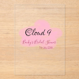 Clouds nine red pastel bridal shower namedate アクリル招待状