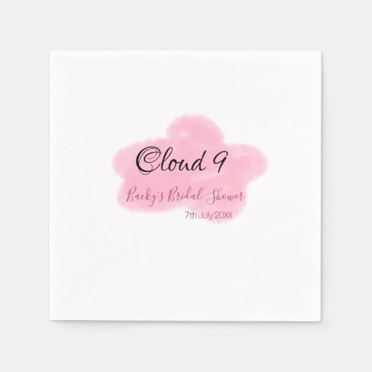 Clouds nine red pastel bridal shower namedate スタンダードカクテルナプキン (正面)