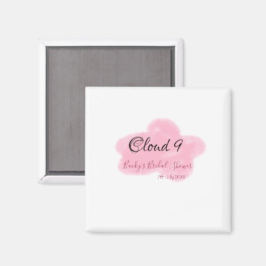 Clouds nine red pastel bridal shower namedate マグネット (正面/裏面)