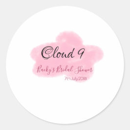 Clouds nine red pastel bridal shower namedate ラウンドシール