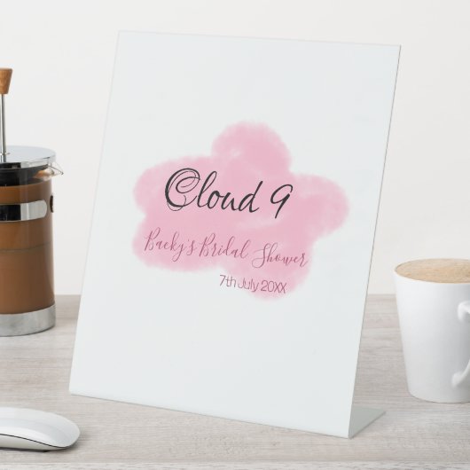 Clouds nine red pastel bridal shower namedate 台座サイン (インサイチュ)