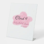 Clouds nine red pastel bridal shower namedate 台座サイン (正面)