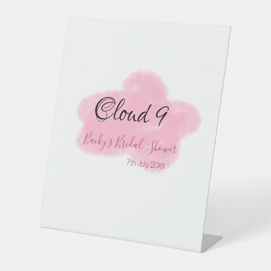 Clouds nine red pastel bridal shower namedate 台座サイン (正面)