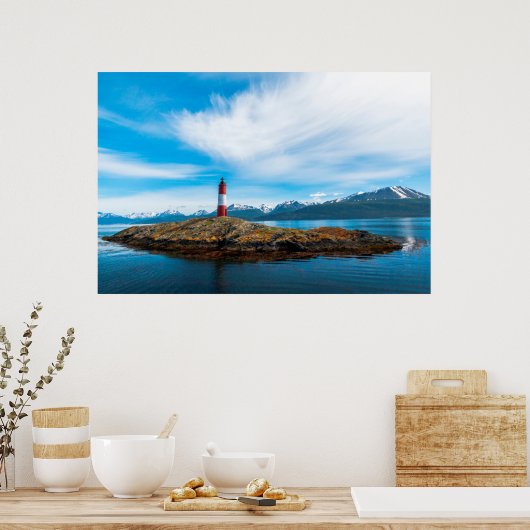 Clouds over lighthouse near Ushuaia, Argentina ポスター (キッチン)
