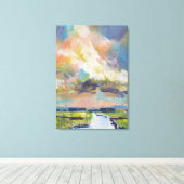 Clouds Over Marsh Painting / Artist Larry Lerew キャンバスプリント (インサイチュ (ウッドフロア))