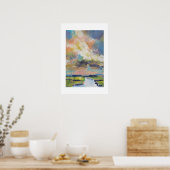 Clouds Over Marsh Painting / Artist Larry Lerew ポスター (キッチン)