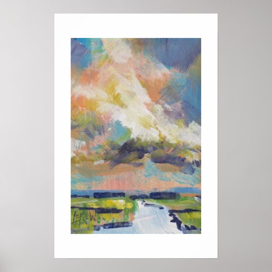 Clouds Over Marsh Painting / Artist Larry Lerew ポスター (正面)