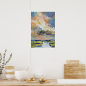 Clouds Over Marsh Painting / Artist Larry Lerew ポスター (キッチン)